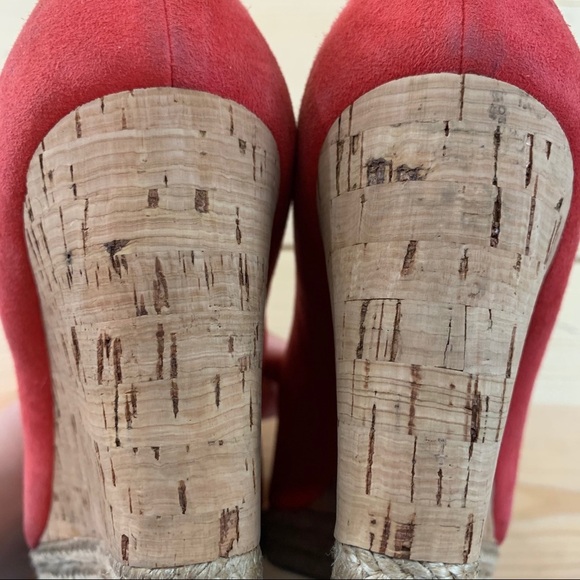 Prada Suede Open Toe Cork Wedge Pumps shoes 38 - Picture 6 of 16